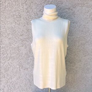 Liz Claiborne Collection Elegant Cream Knit Sleeveless Turtleneck Tank Top Shirt
